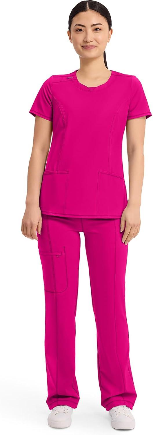 imageCherokee Womens Infinity Crew Neck Scrubs ShirtCarmine Pink