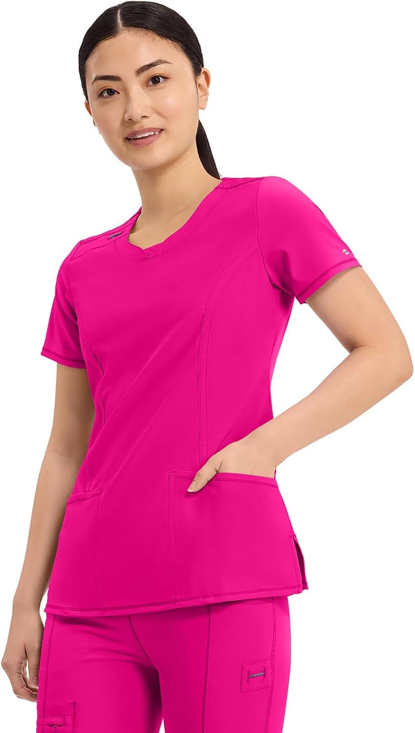 imageCherokee Womens Infinity Crew Neck Scrubs ShirtCarmine Pink