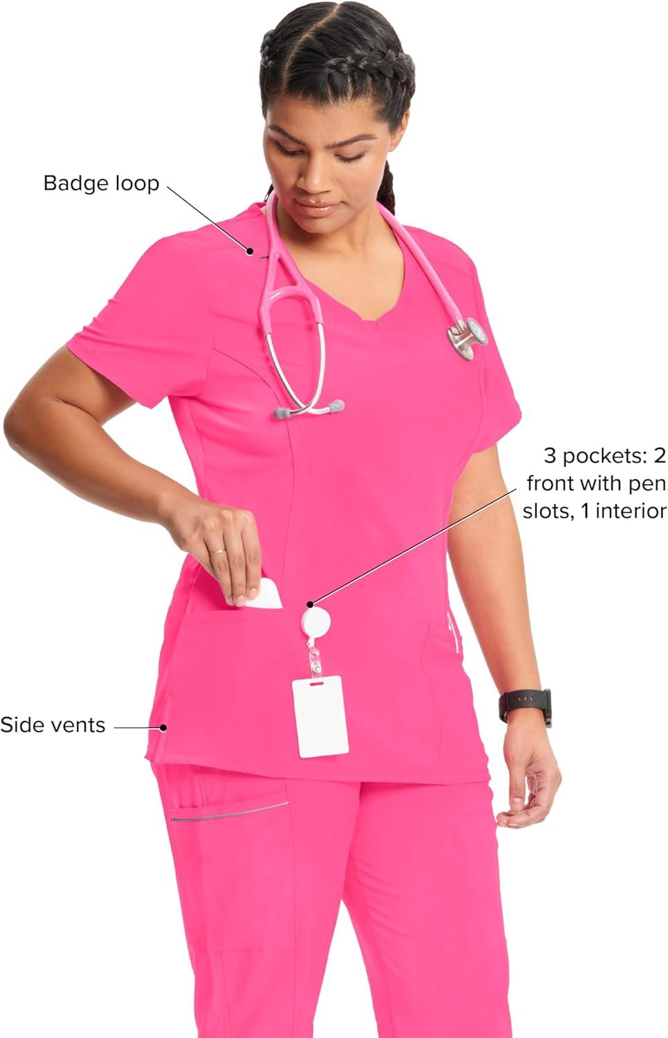 imageCherokee Womens Infinity Crew Neck Scrubs ShirtCarmine Pink
