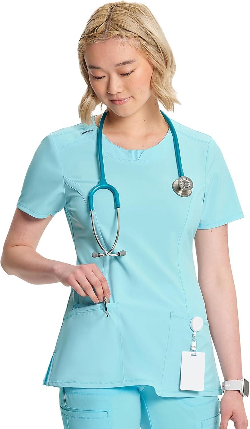 imageCherokee Womens Infinity Crew Neck Scrubs ShirtCloud Blue