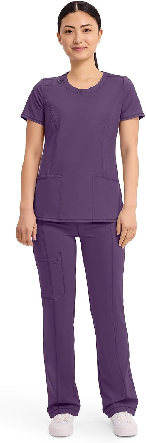 imageCherokee Womens Infinity Crew Neck Scrubs ShirtEggplant