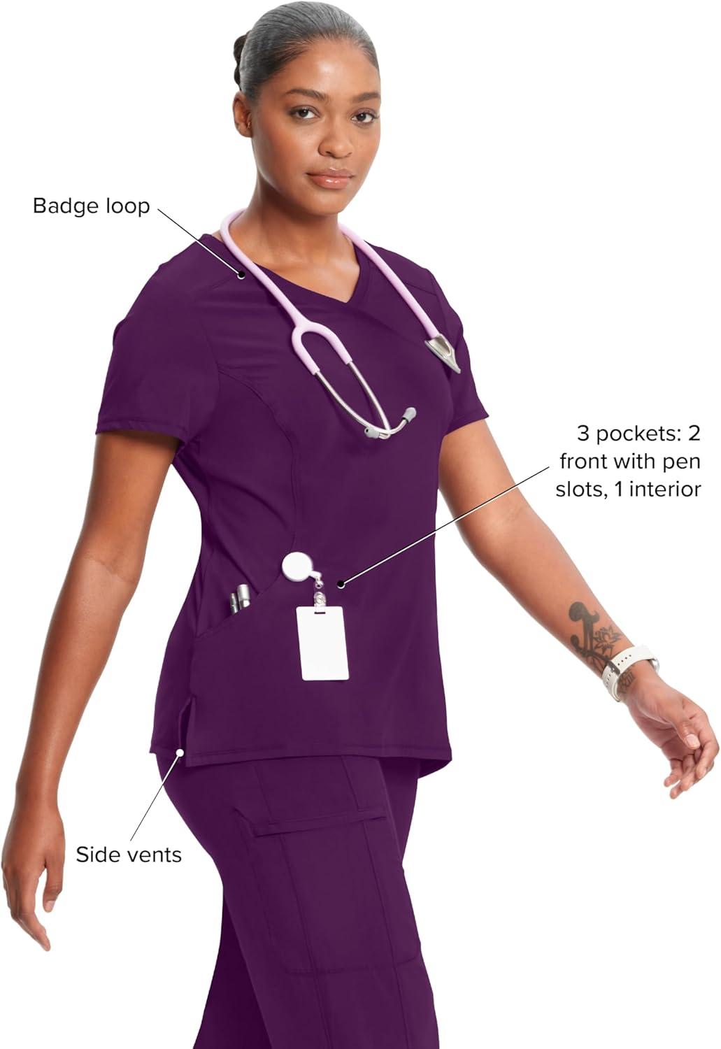 imageCherokee Womens Infinity Crew Neck Scrubs ShirtEggplant