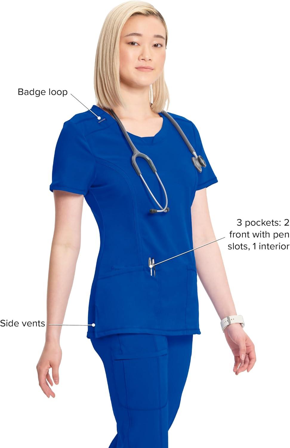 imageCherokee Womens Infinity Crew Neck Scrubs ShirtGalaxy Blue