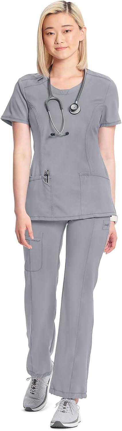 imageCherokee Womens Infinity Crew Neck Scrubs ShirtGrey