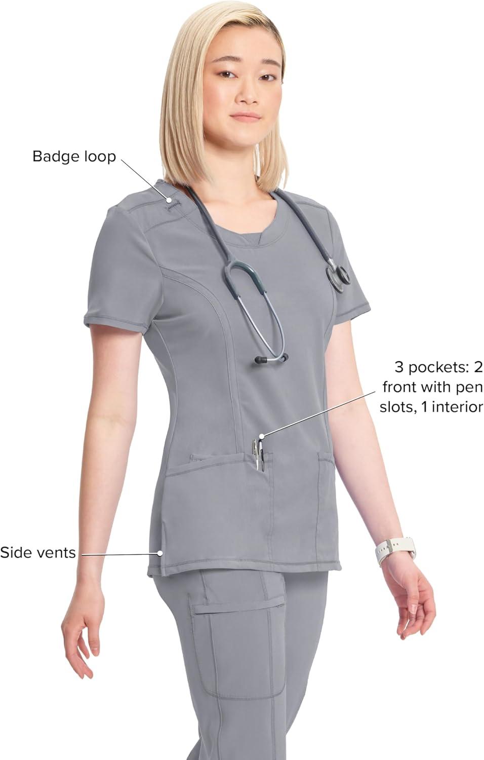 imageCherokee Womens Infinity Crew Neck Scrubs ShirtGrey