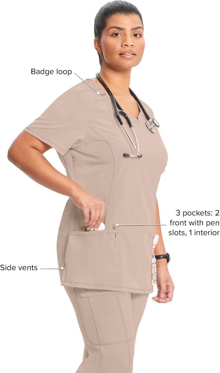 imageCherokee Womens Infinity Crew Neck Scrubs ShirtKhaki