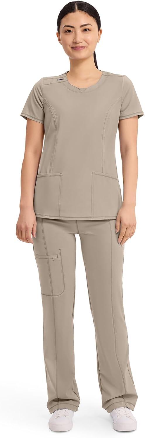 imageCherokee Womens Infinity Crew Neck Scrubs ShirtKhaki