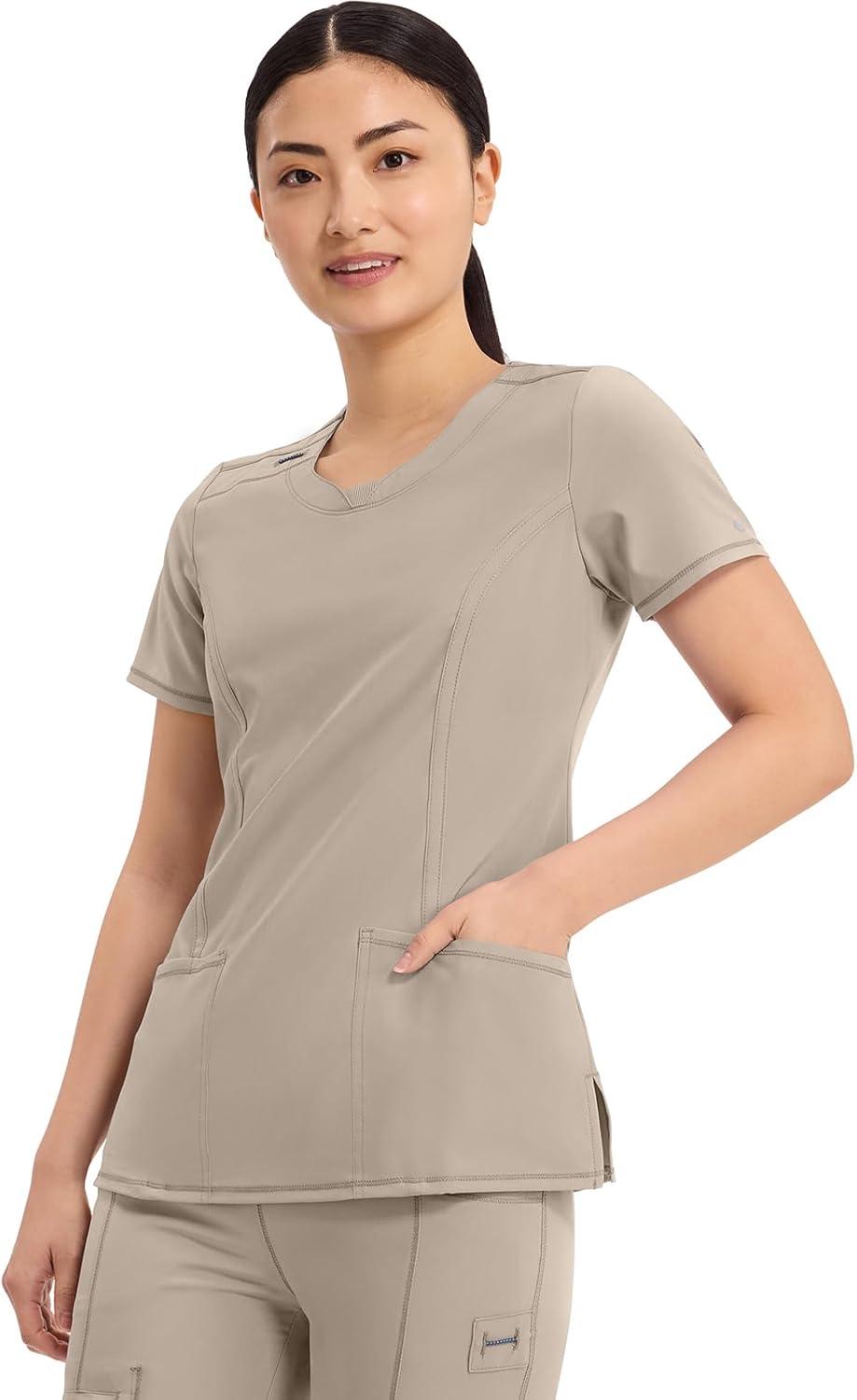 imageCherokee Womens Infinity Crew Neck Scrubs ShirtKhaki