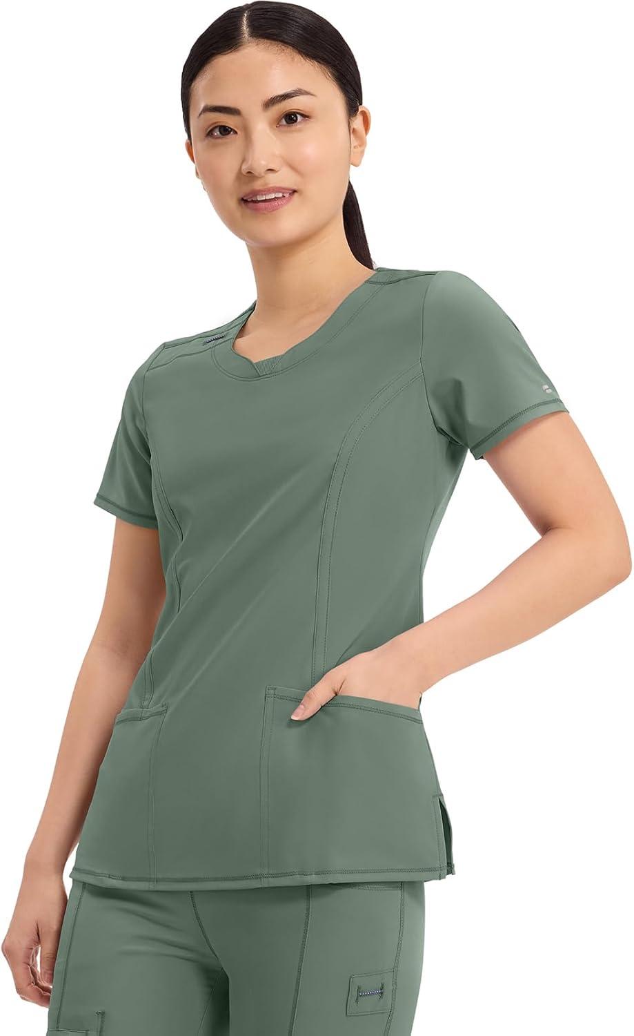 imageCherokee Womens Infinity Crew Neck Scrubs ShirtOlive