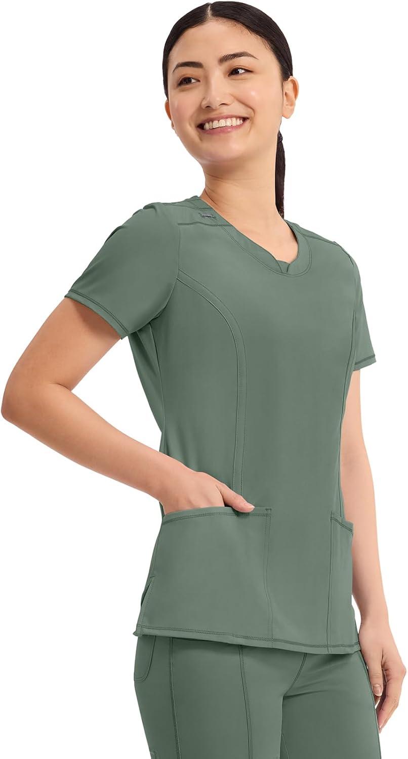 imageCherokee Womens Infinity Crew Neck Scrubs ShirtOlive