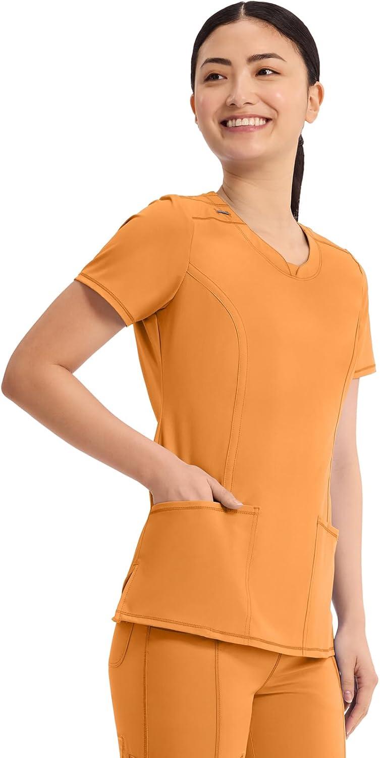 imageCherokee Womens Infinity Crew Neck Scrubs ShirtOrange Sunrise