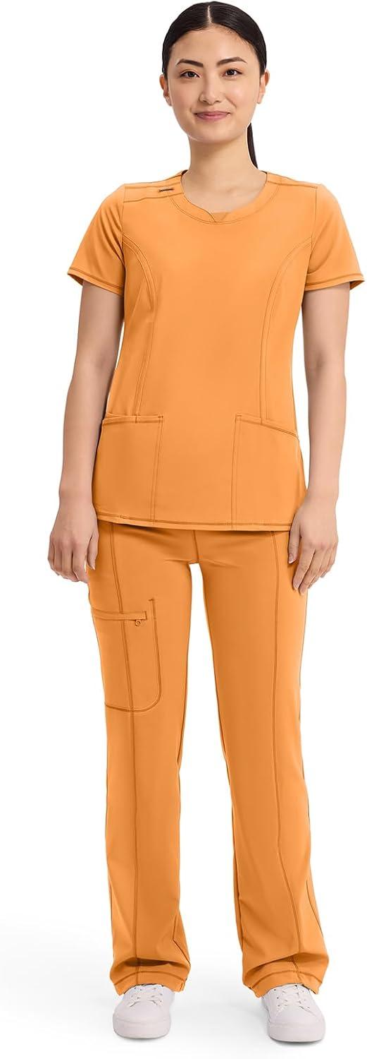 imageCherokee Womens Infinity Crew Neck Scrubs ShirtOrange Sunrise