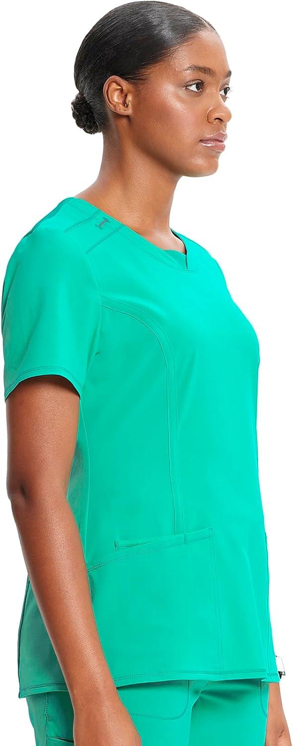 imageCherokee Womens Infinity Crew Neck Scrubs ShirtPalm Leaf