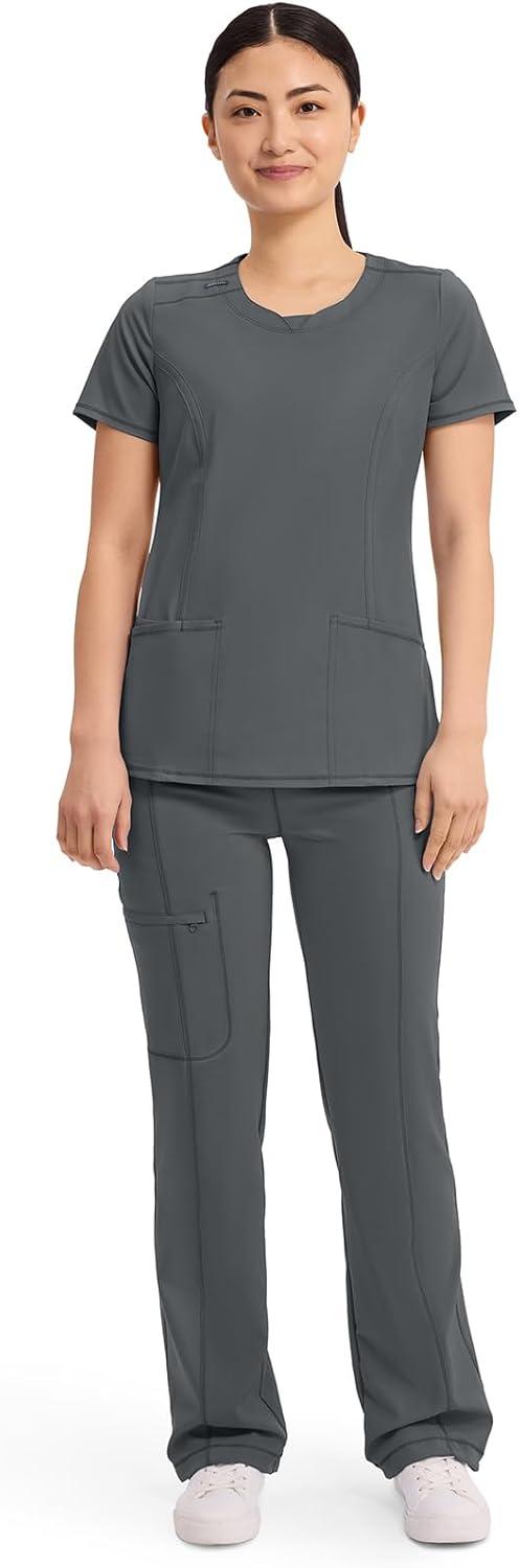 imageCherokee Womens Infinity Crew Neck Scrubs ShirtPewter