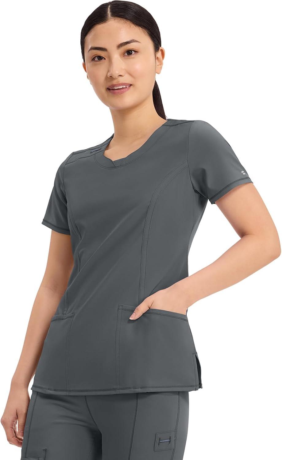 imageCherokee Womens Infinity Crew Neck Scrubs ShirtPewter