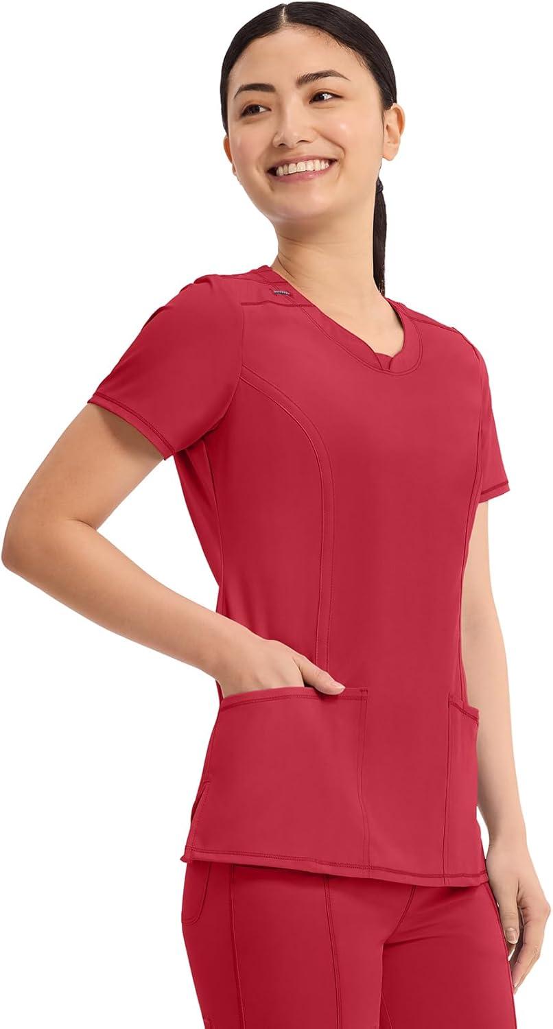 imageCherokee Womens Infinity Crew Neck Scrubs ShirtRed