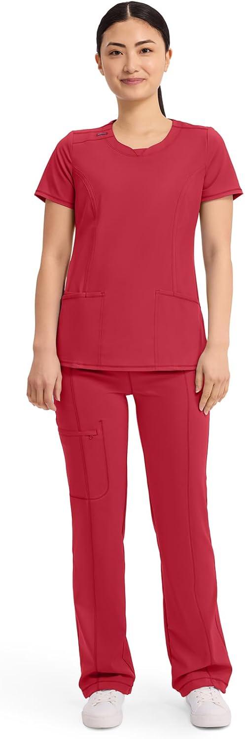 imageCherokee Womens Infinity Crew Neck Scrubs ShirtRed