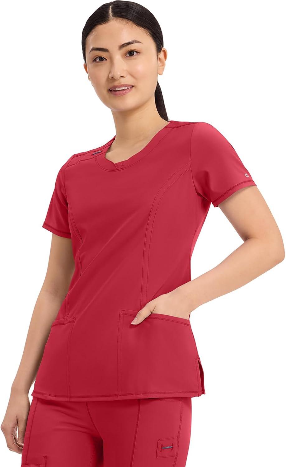 imageCherokee Womens Infinity Crew Neck Scrubs ShirtRed