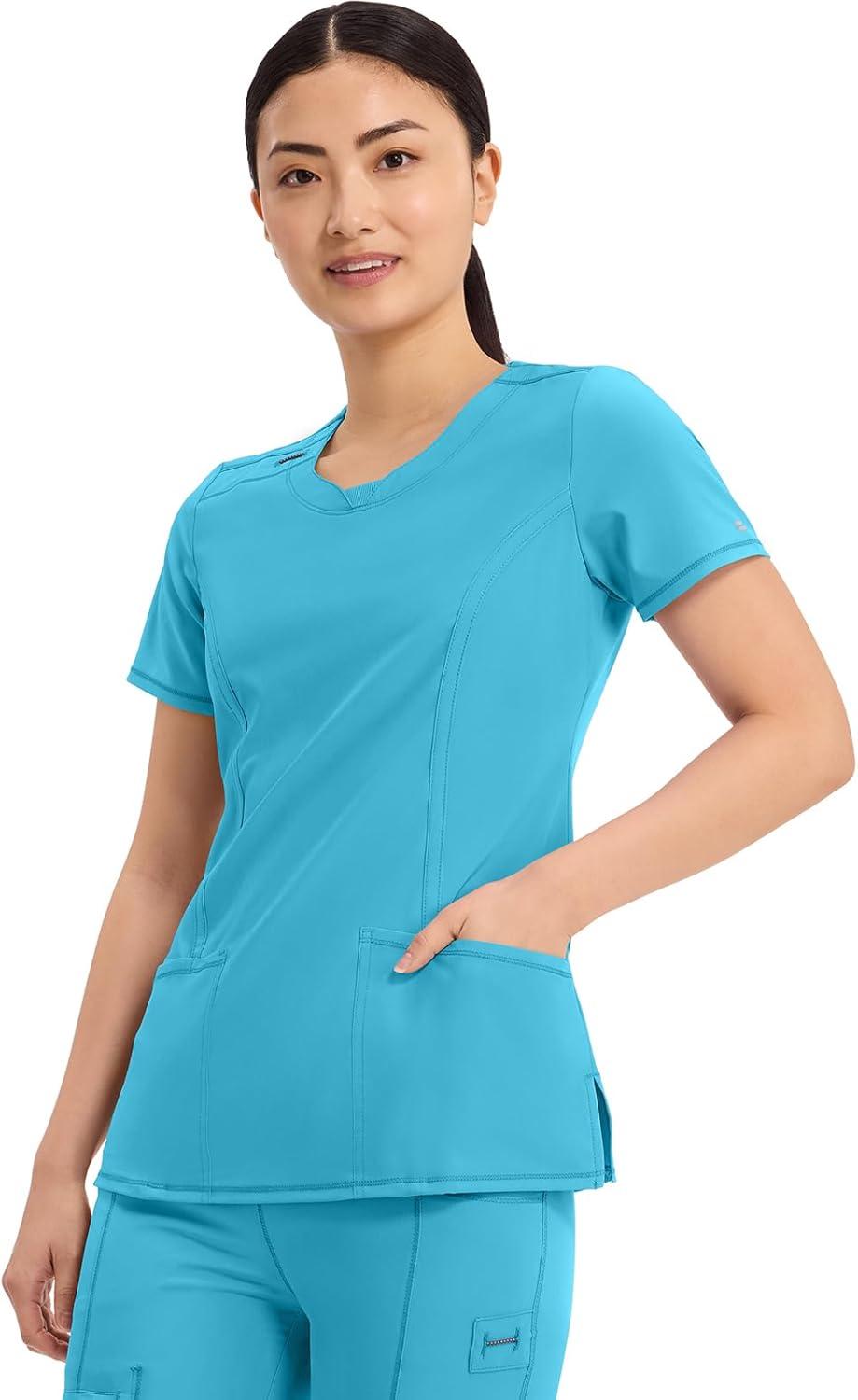 imageCherokee Womens Infinity Crew Neck Scrubs ShirtTurquoise