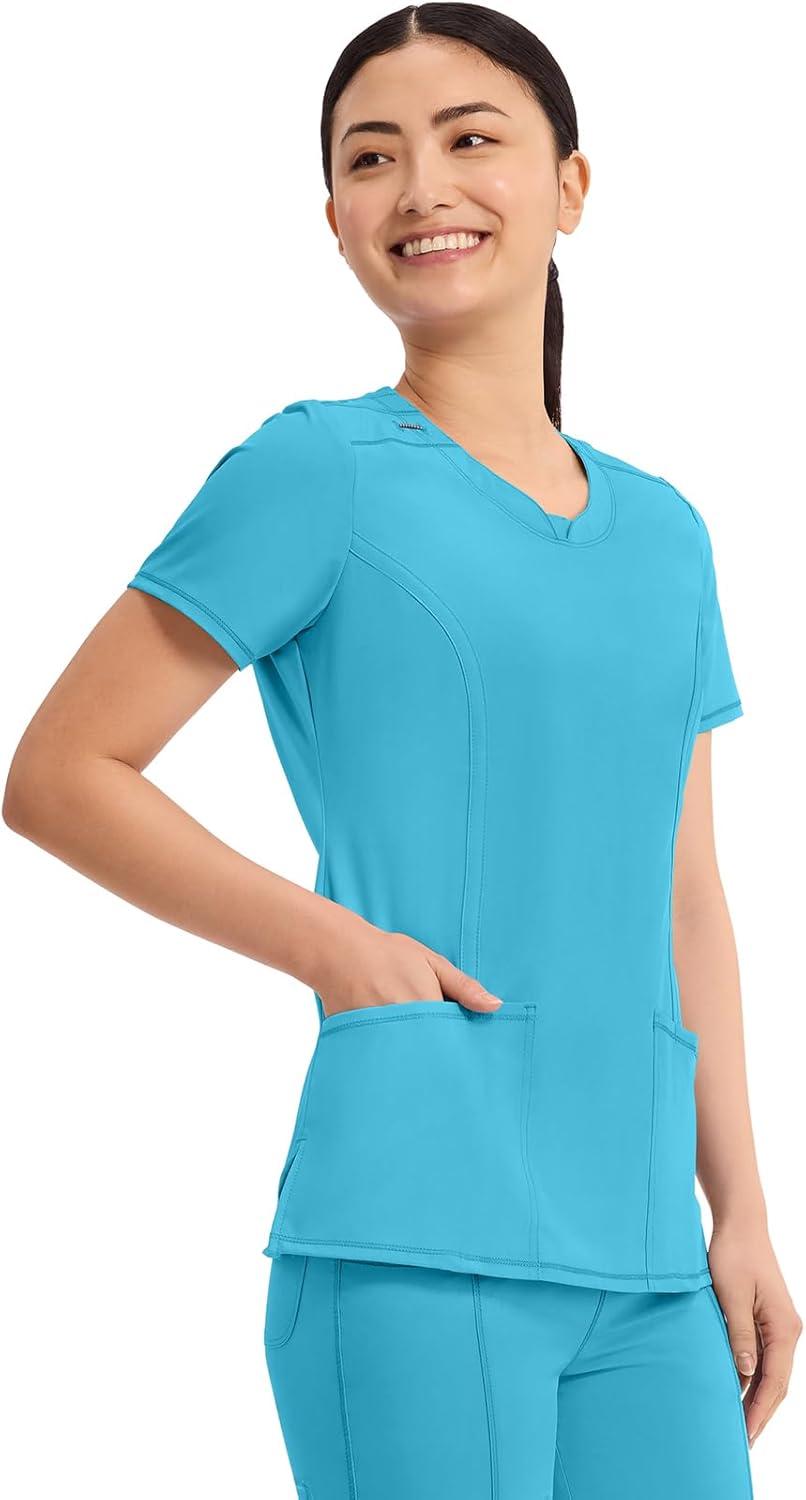 imageCherokee Womens Infinity Crew Neck Scrubs ShirtTurquoise