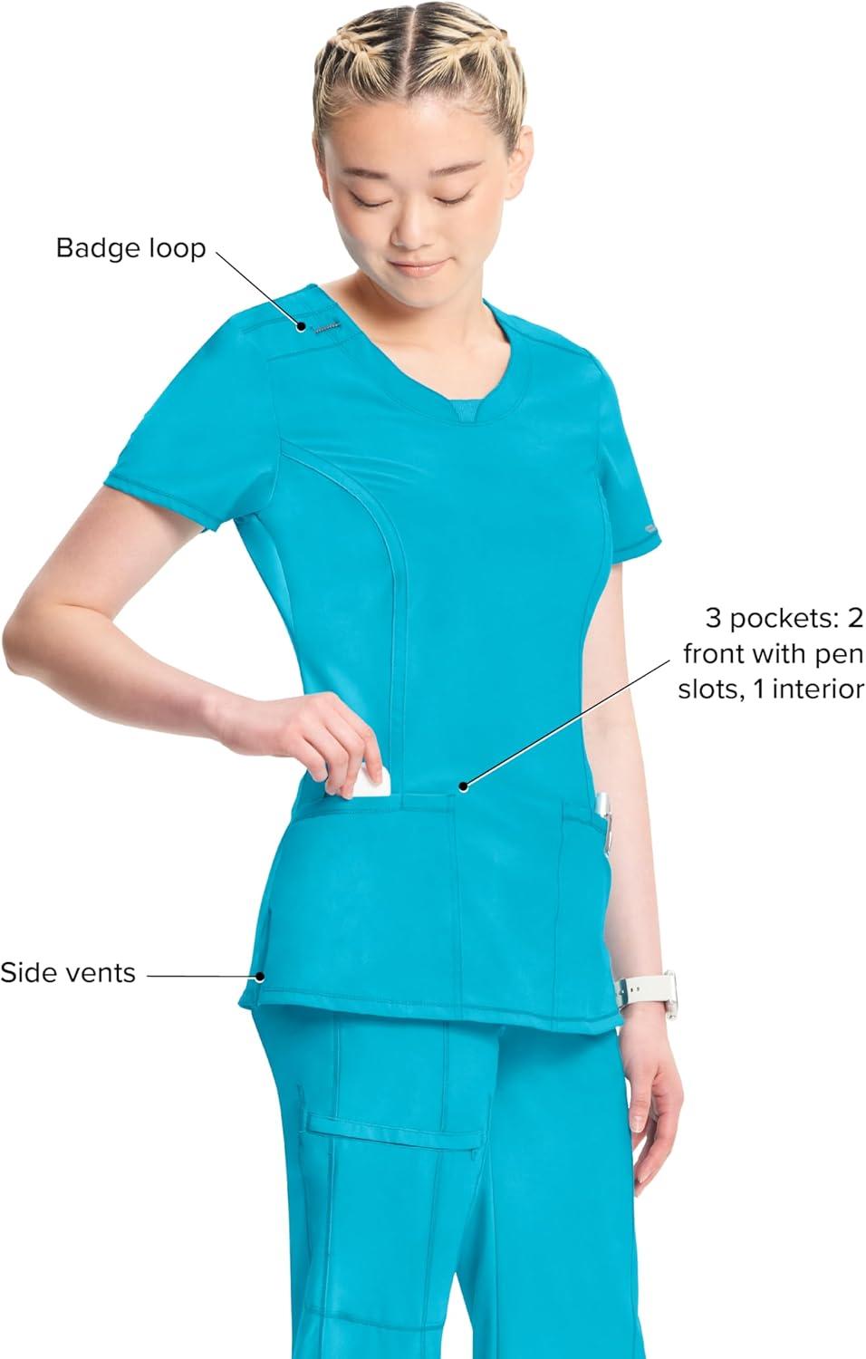 imageCherokee Womens Infinity Crew Neck Scrubs ShirtTurquoise