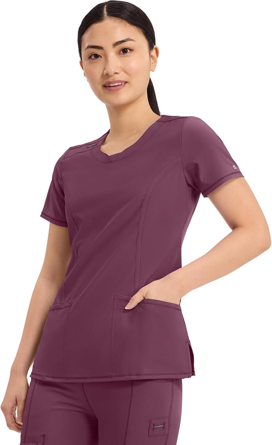 imageCherokee Womens Infinity Crew Neck Scrubs ShirtWine