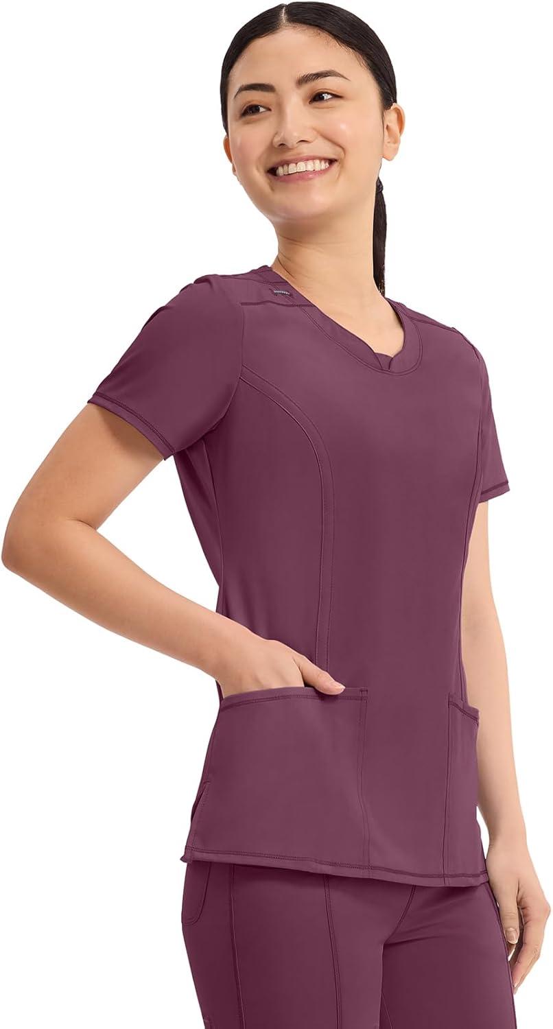 imageCherokee Womens Infinity Crew Neck Scrubs ShirtWine