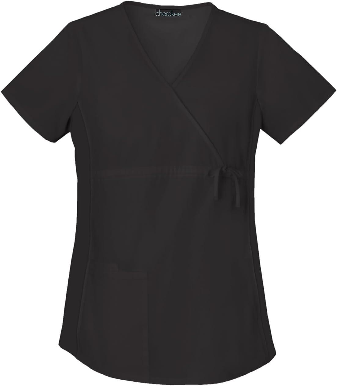 imageCherokee Womens Maternity Mock Wrap Knit Panel TopBlack