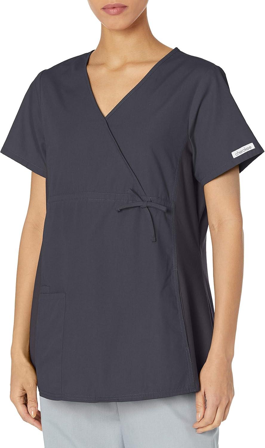 imageCherokee Womens Maternity Mock Wrap Knit Panel TopPewter