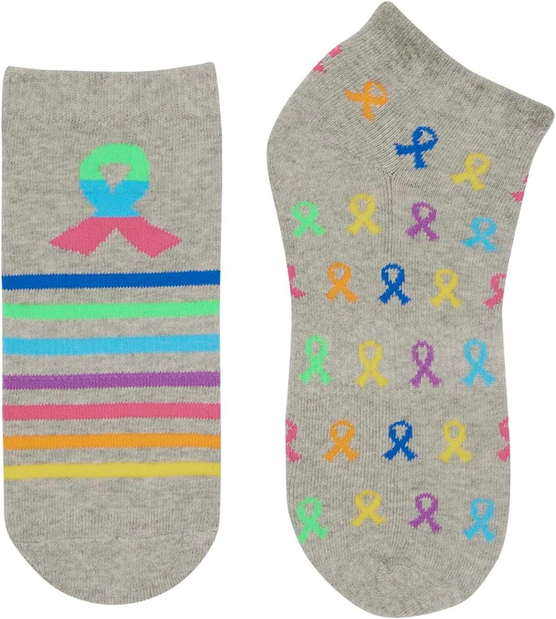 imageCherokee Womens No Show Socks 2Pack Cushioned Compression Arch Support Ankle Socks for Everyday Comfort 2GOODStriped Multi Ribbons