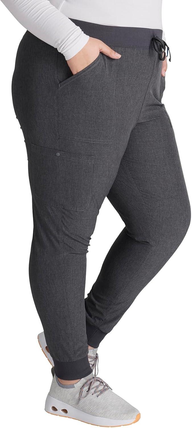 imageCherokee Womens Scrub Jogger Pants Natural Rise with 4 Pockets and Drawstring Waistband CK249AHeather Pewter