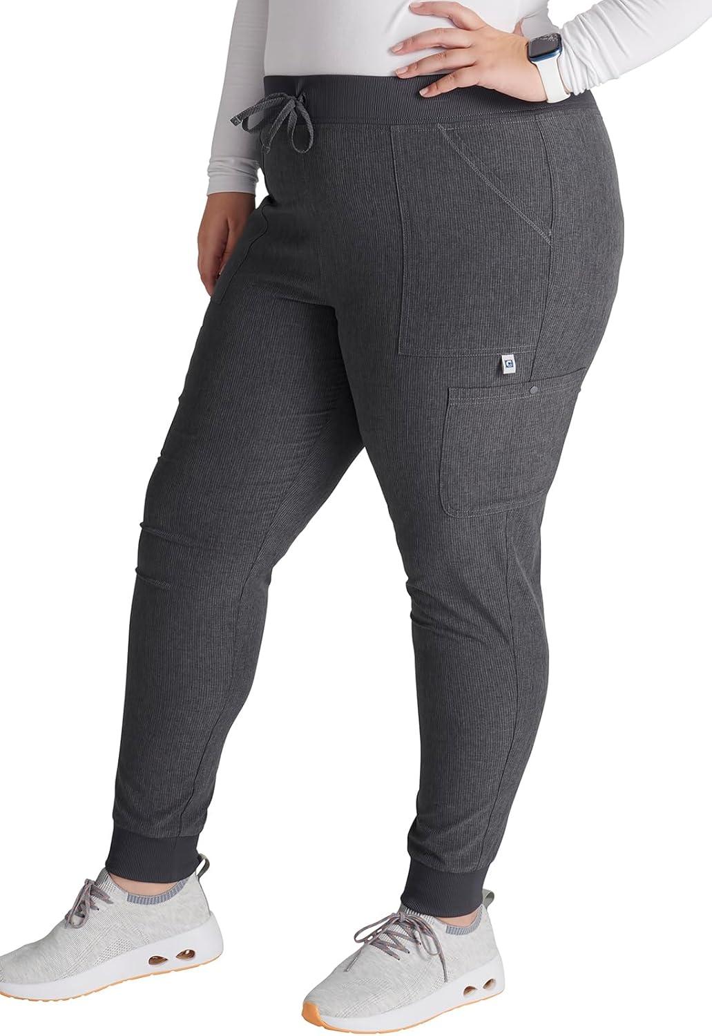 imageCherokee Womens Scrub Jogger Pants Natural Rise with 4 Pockets and Drawstring Waistband CK249AHeather Pewter