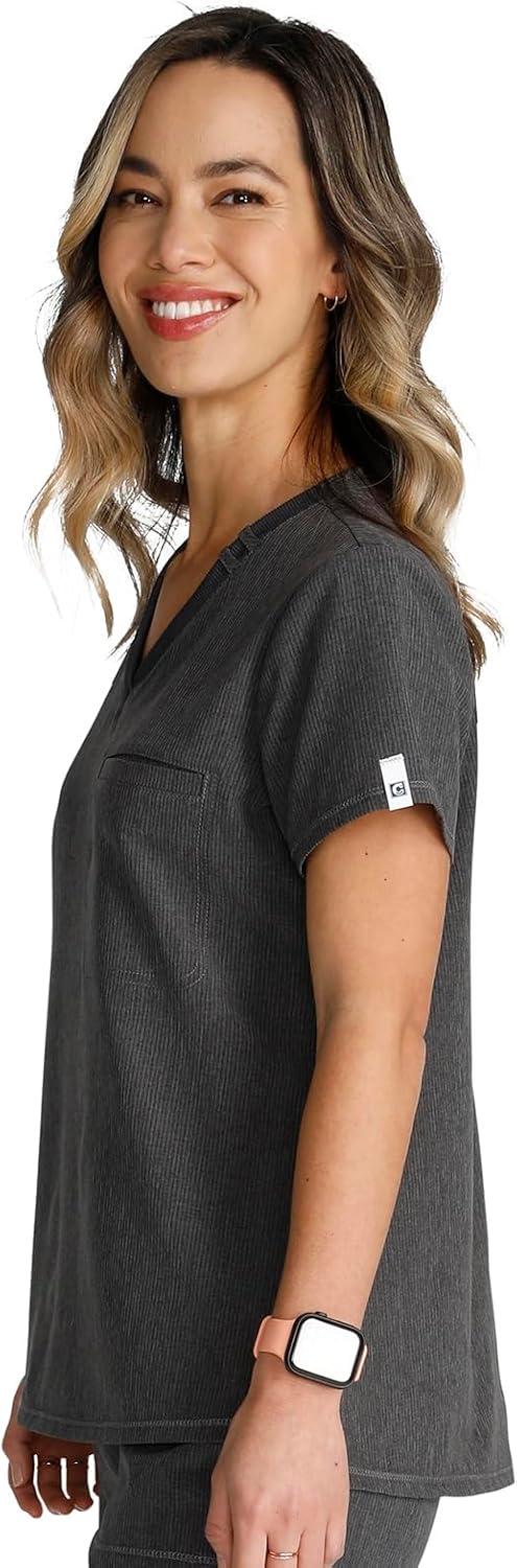 imageCherokee Womens Scrub Top Tuckable Contemporary Fit with 1 Pocket CK748AHeather Pewter