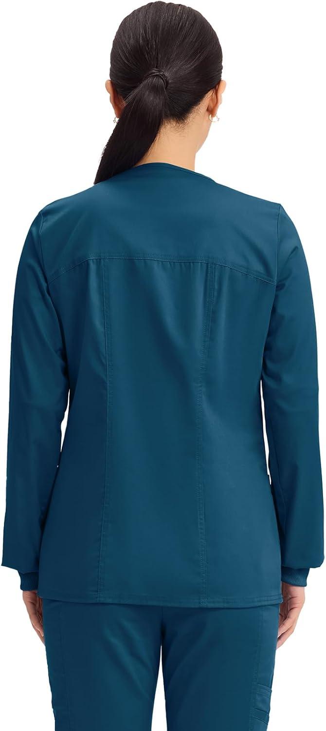imageCherokee Zip Front Scrub Jackets for Women 3 Pockets 2Way Stretch Soft BreathableBrushed Twill 4315Caribbean Blue