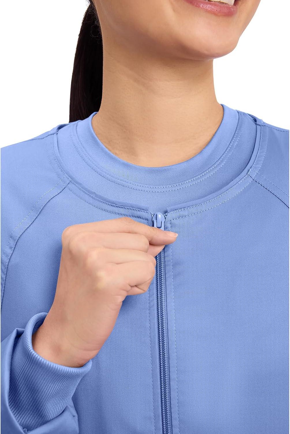 imageCherokee Zip Front Scrub Jackets for Women 3 Pockets 2Way Stretch Soft BreathableBrushed Twill 4315Ciel