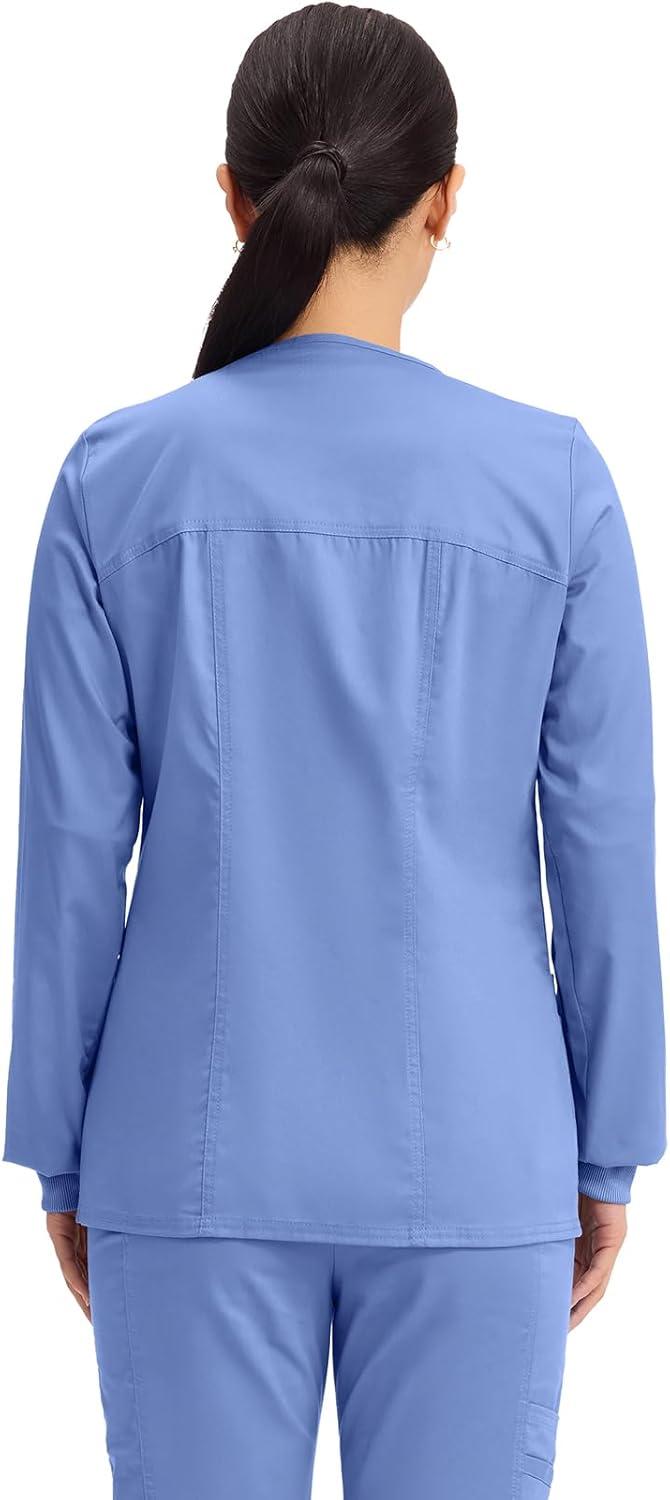 imageCherokee Zip Front Scrub Jackets for Women 3 Pockets 2Way Stretch Soft BreathableBrushed Twill 4315Ciel