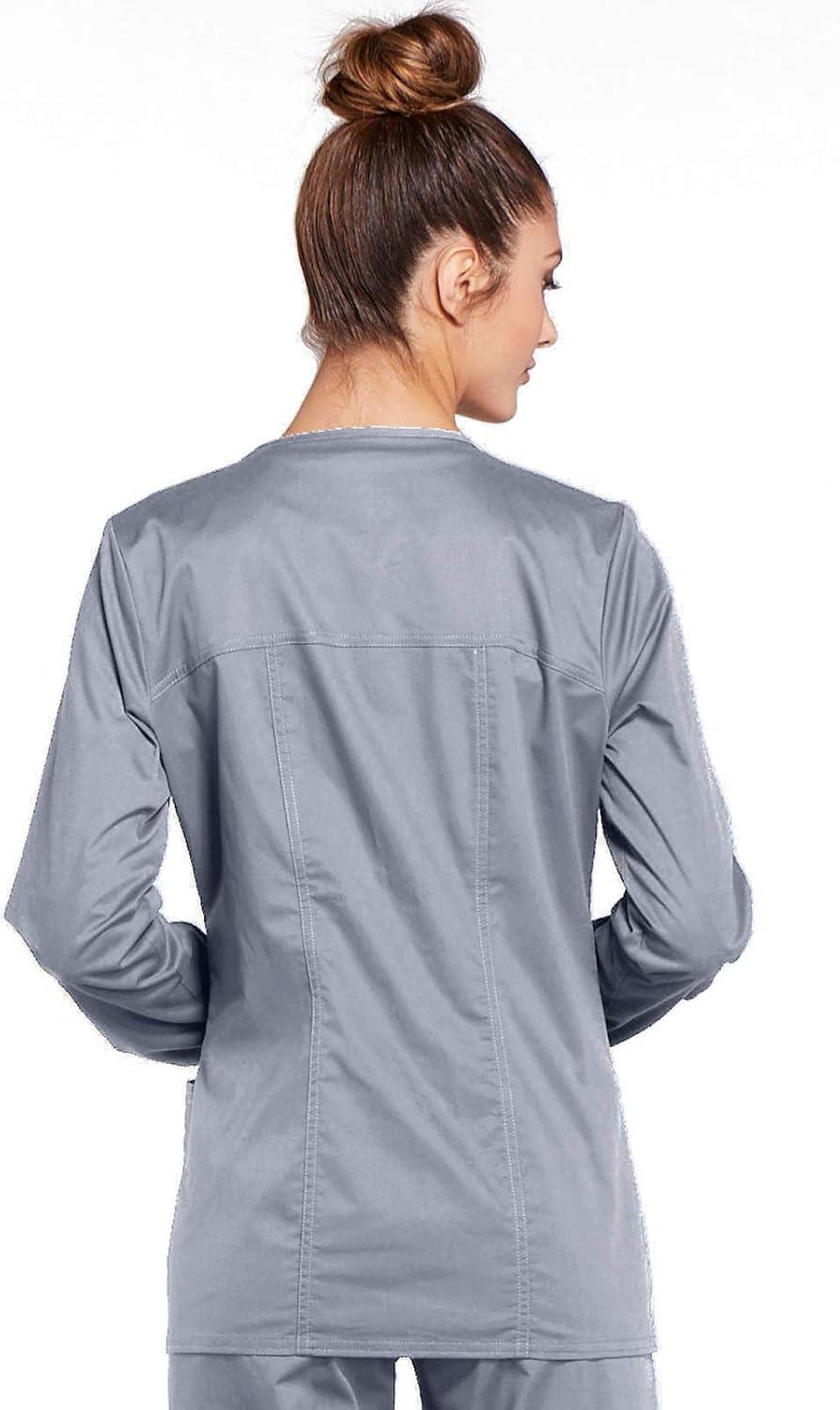 imageCherokee Zip Front Scrub Jackets for Women 3 Pockets 2Way Stretch Soft BreathableBrushed Twill 4315Grey