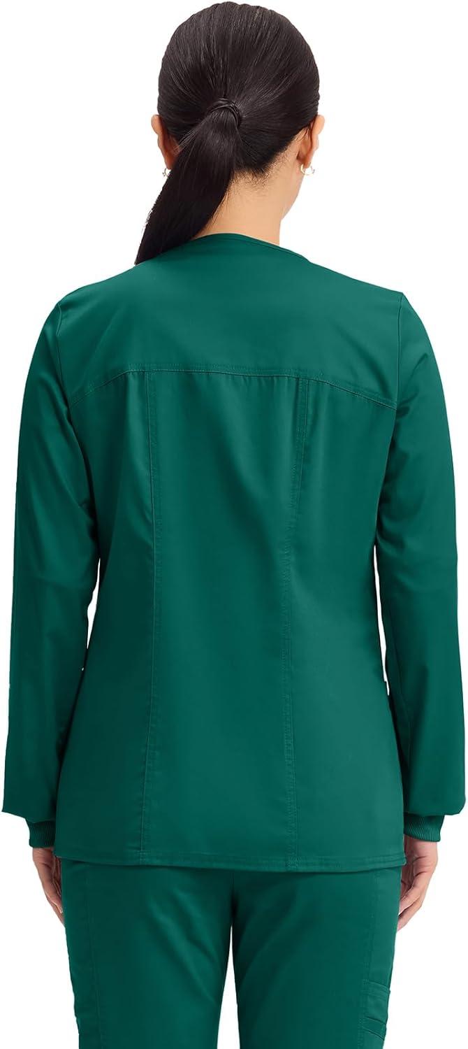 imageCherokee Zip Front Scrub Jackets for Women 3 Pockets 2Way Stretch Soft BreathableBrushed Twill 4315Hunter