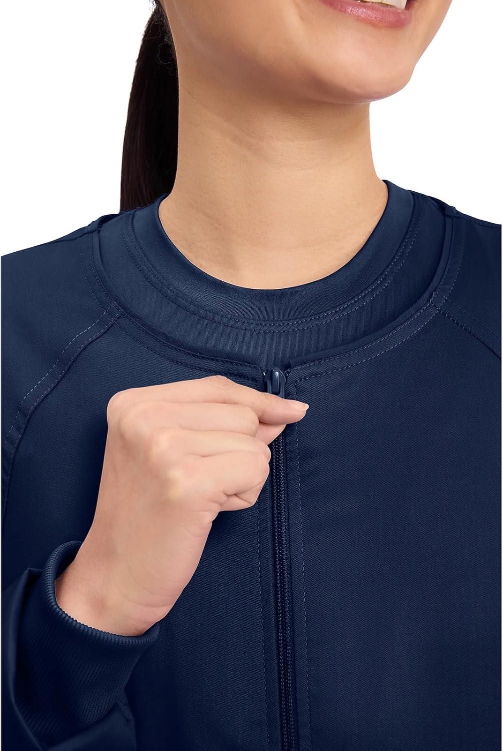 imageCherokee Zip Front Scrub Jackets for Women 3 Pockets 2Way Stretch Soft BreathableBrushed Twill 4315Navy