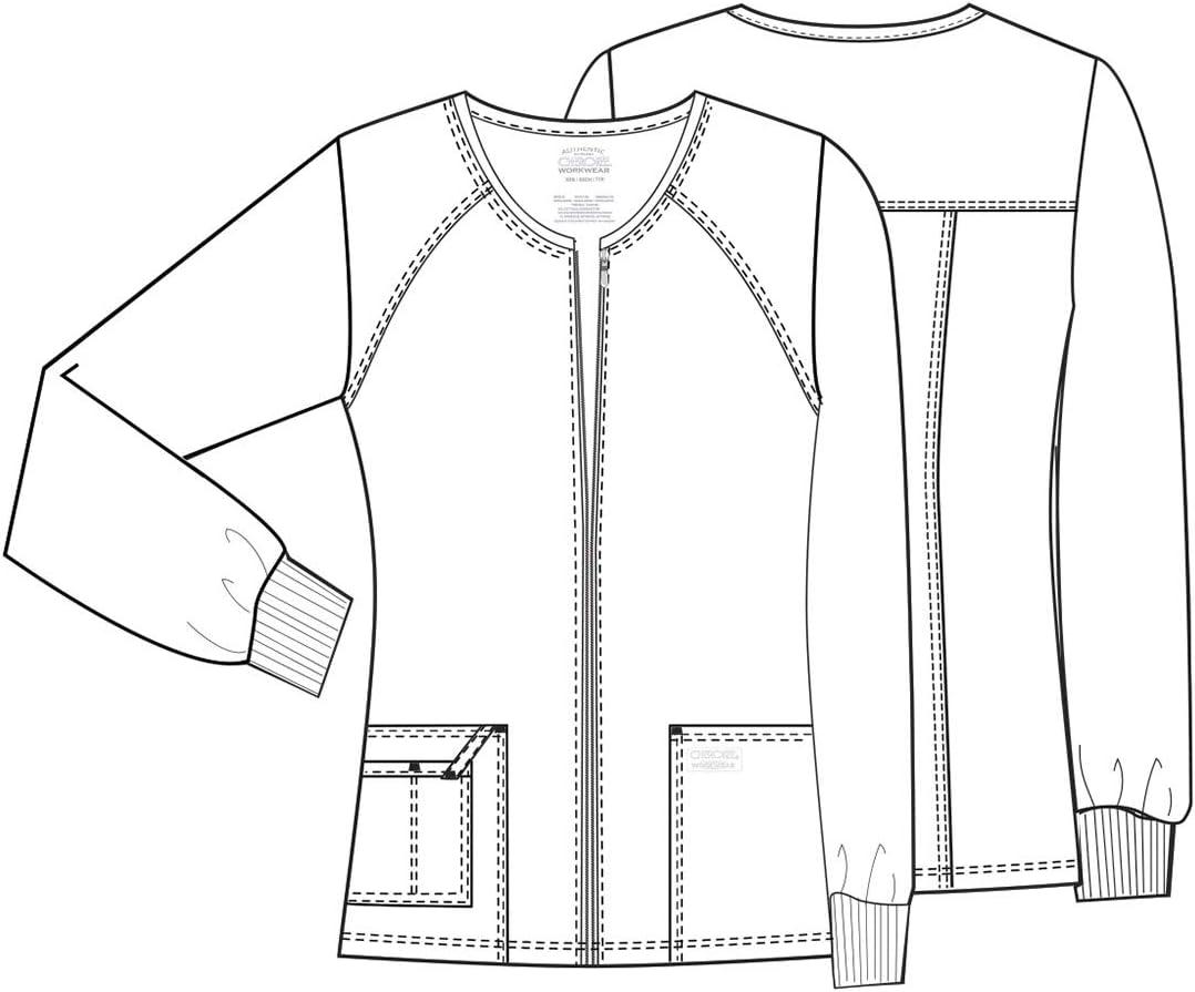 imageCherokee Zip Front Scrub Jackets for Women 3 Pockets 2Way Stretch Soft BreathableBrushed Twill 4315Pewter