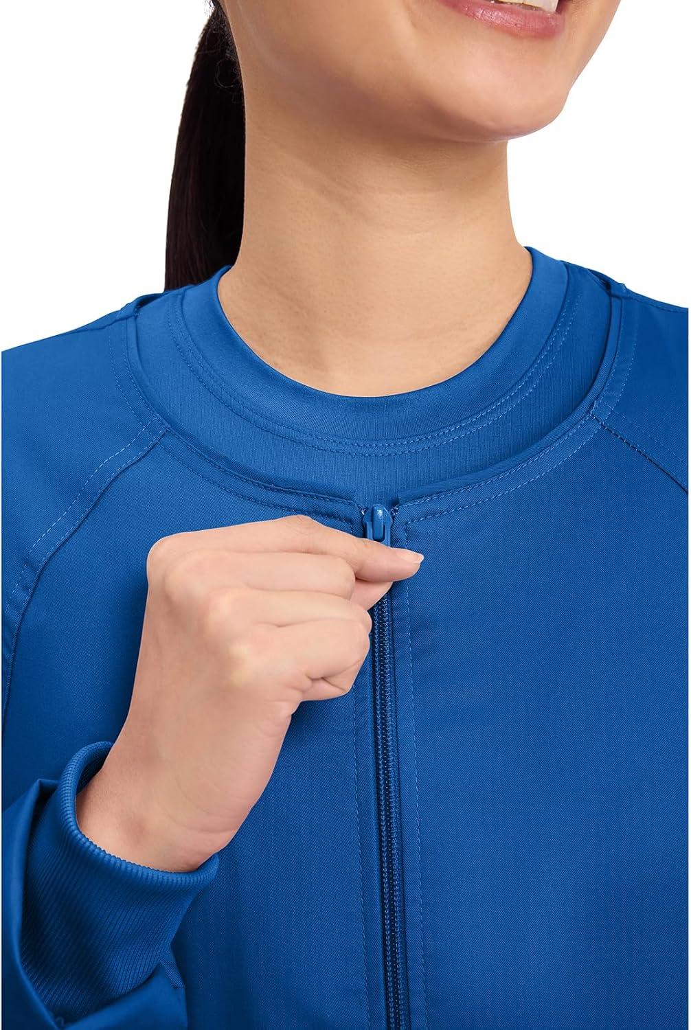 imageCherokee Zip Front Scrub Jackets for Women 3 Pockets 2Way Stretch Soft BreathableBrushed Twill 4315Royal