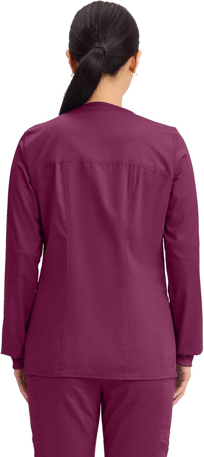 imageCherokee Zip Front Scrub Jackets for Women 3 Pockets 2Way Stretch Soft BreathableBrushed Twill 4315Wine