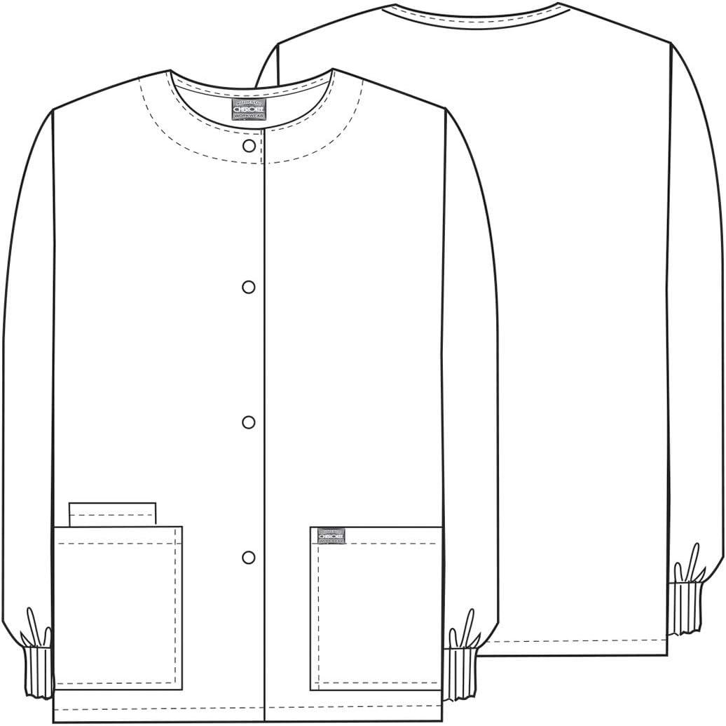 imageCherokee scrubs jacket for women Snap Front WarmUp Jacket with 3 Pockets and Easy Care 4350Red