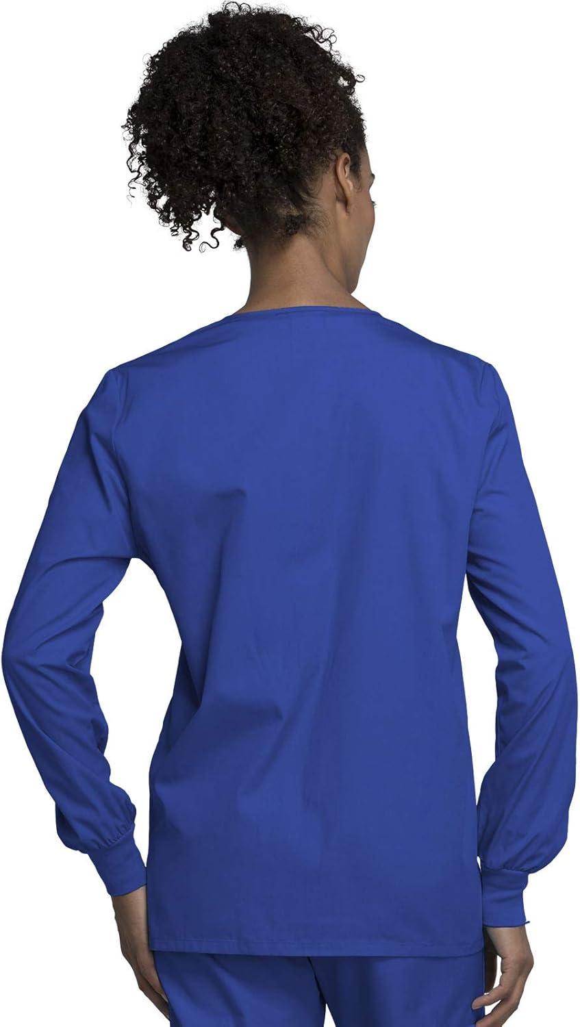 imageCherokee scrubs jacket for women Snap Front WarmUp Jacket with 3 Pockets and Easy Care 4350Royal