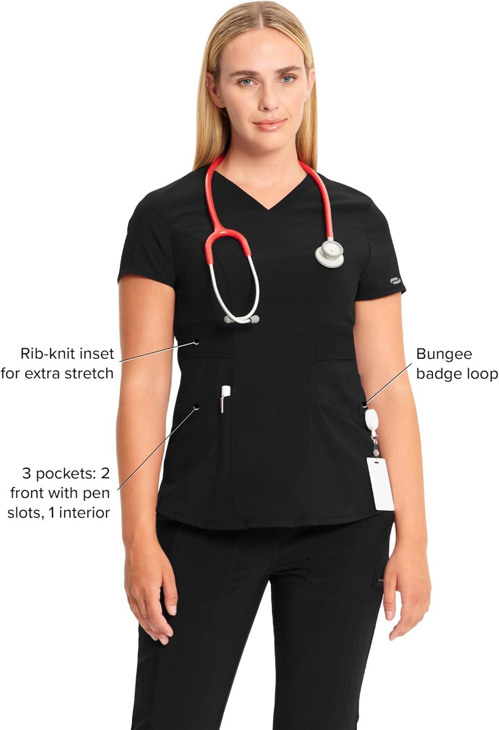 imageInfinity Cherokee VNeck Womens Nurse Scrub Top 4Way Stretch Superior Performance and Comfort CK623ABlack