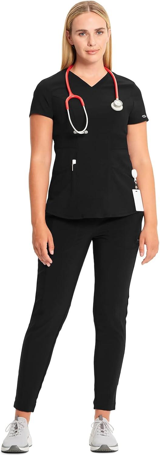 imageInfinity Cherokee VNeck Womens Nurse Scrub Top 4Way Stretch Superior Performance and Comfort CK623ABlack