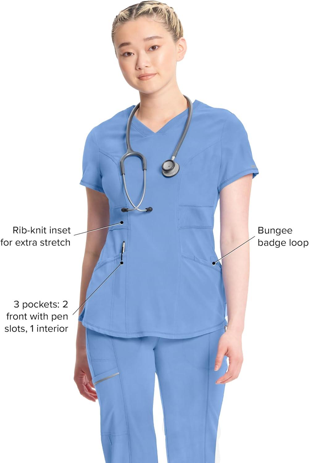 imageInfinity Cherokee VNeck Womens Nurse Scrub Top 4Way Stretch Superior Performance and Comfort CK623ACiel
