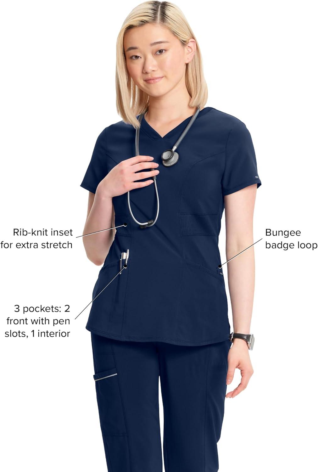 imageInfinity Cherokee VNeck Womens Nurse Scrub Top 4Way Stretch Superior Performance and Comfort CK623ANavy
