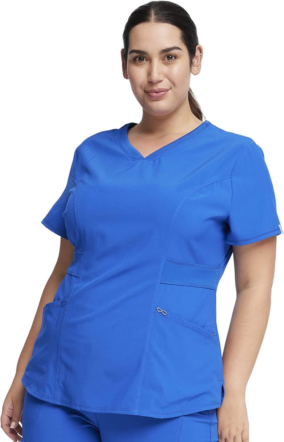 imageInfinity Cherokee VNeck Womens Nurse Scrub Top 4Way Stretch Superior Performance and Comfort CK623ARoyal