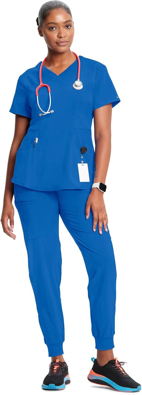 imageInfinity Cherokee VNeck Womens Nurse Scrub Top 4Way Stretch Superior Performance and Comfort CK623ARoyal
